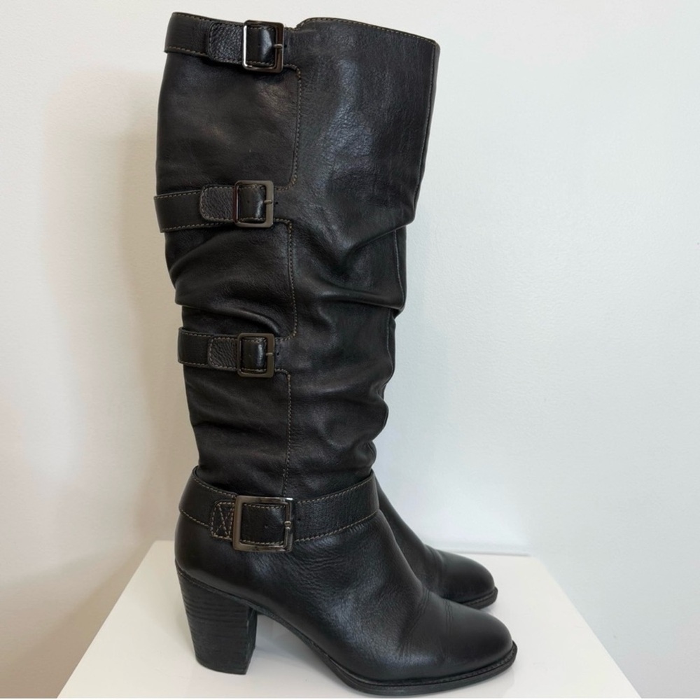 Sofft Colorado Slouchy Tall Buckle Heeled Boot Espresso Brown Leather Women’s 9